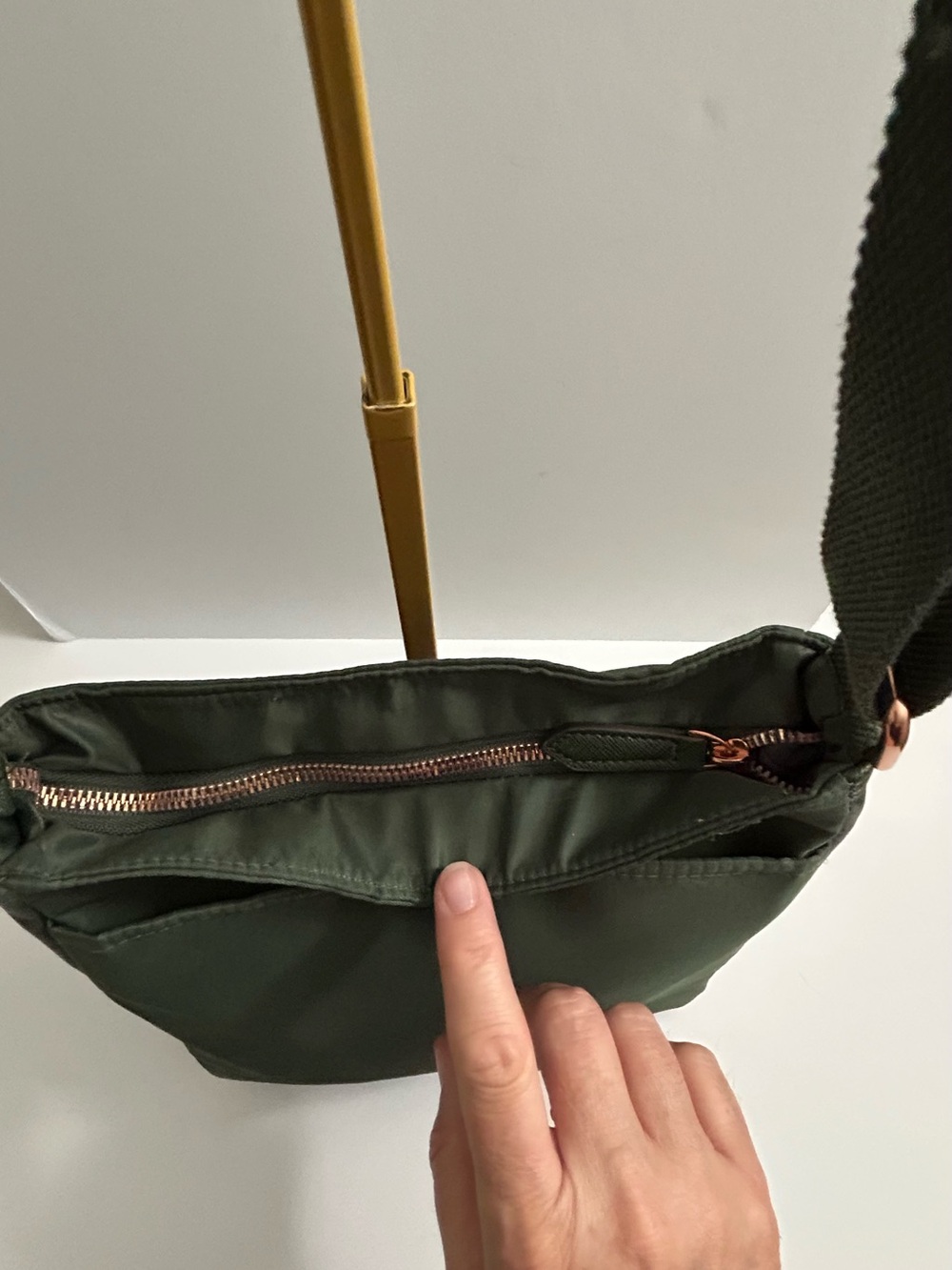 Aimee Kestenberg - Tyler Nylon Olive Green Crossbody with Rose Gold Hardware - Picture 7 of 13